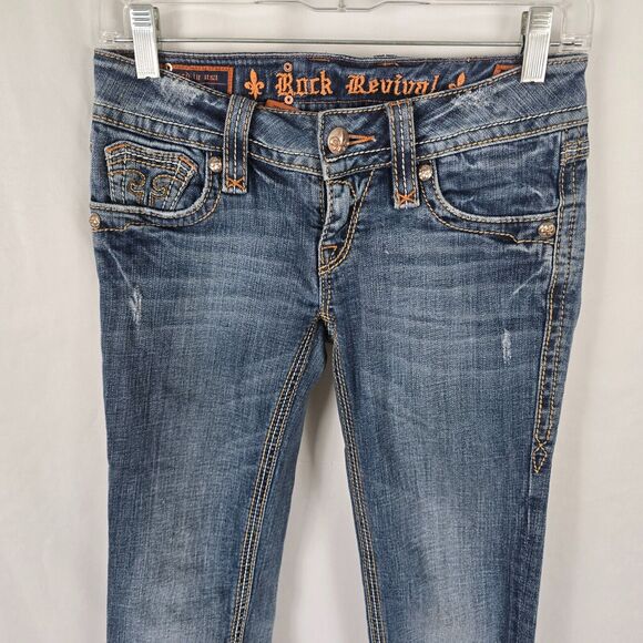 Rock Revival Jeans Women's 25 Blue Medium Wash Debbie Straight Leg - Picture 2 of 16